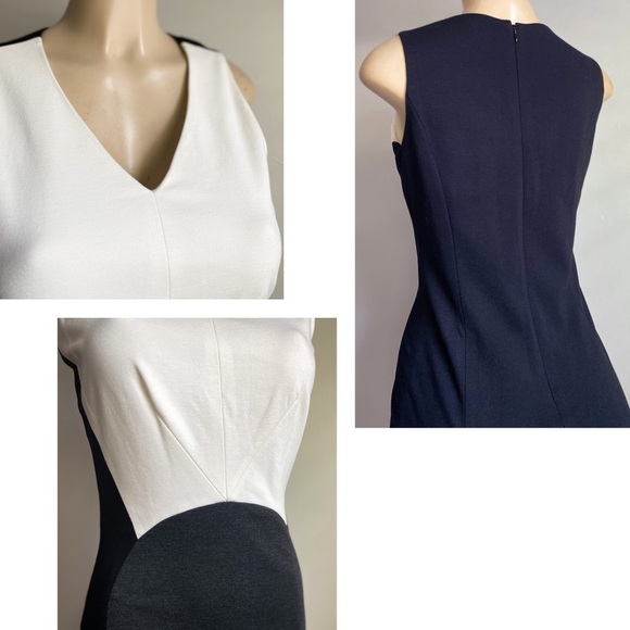 Vince Camuto Sheath Black Cream Career Formal Classy ColorBlock Sleeveless Dress - Picture 12 of 13